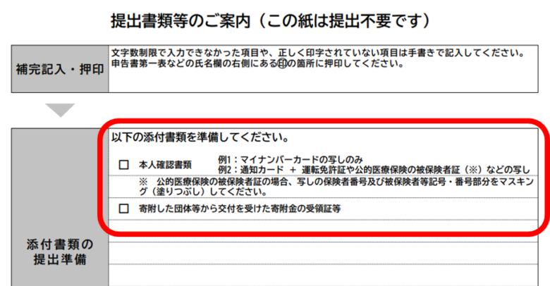 確定申告の提出書類のご案内