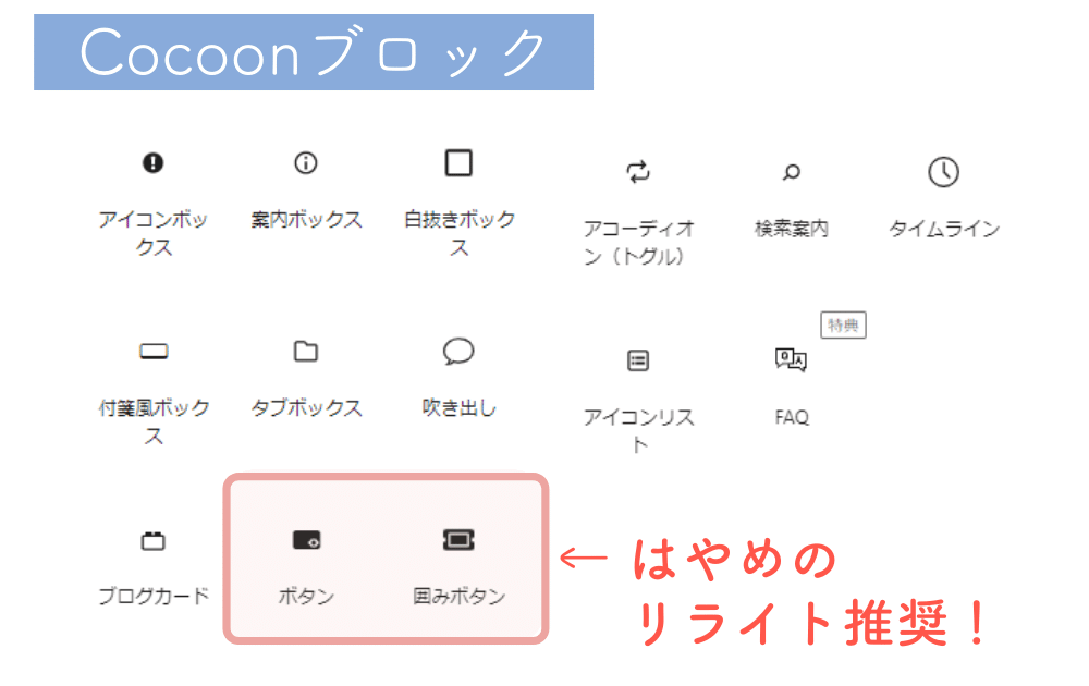 Cocoonブロックのうち早めのリライト推奨ブロック