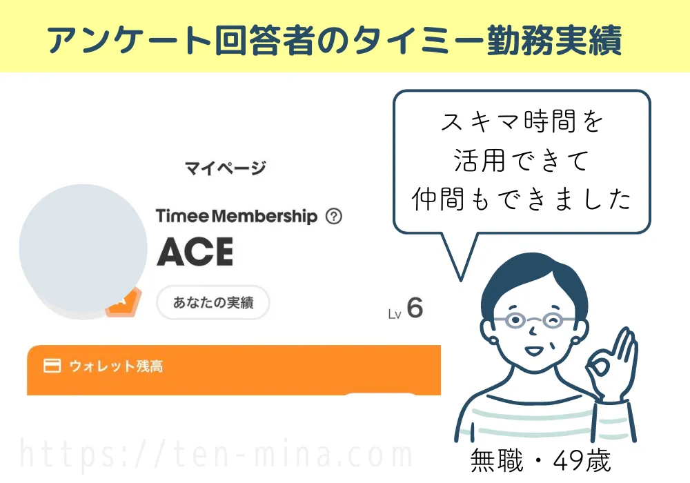 タイミーの中高年の方の勤務実績と感想